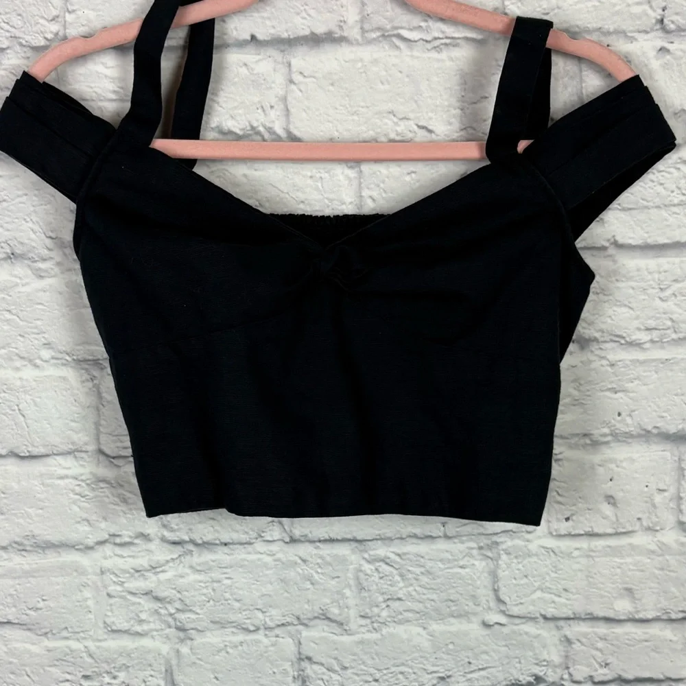 Anthropologie Maeve Black Linen Crop Top size XS - Picture 4 of 6